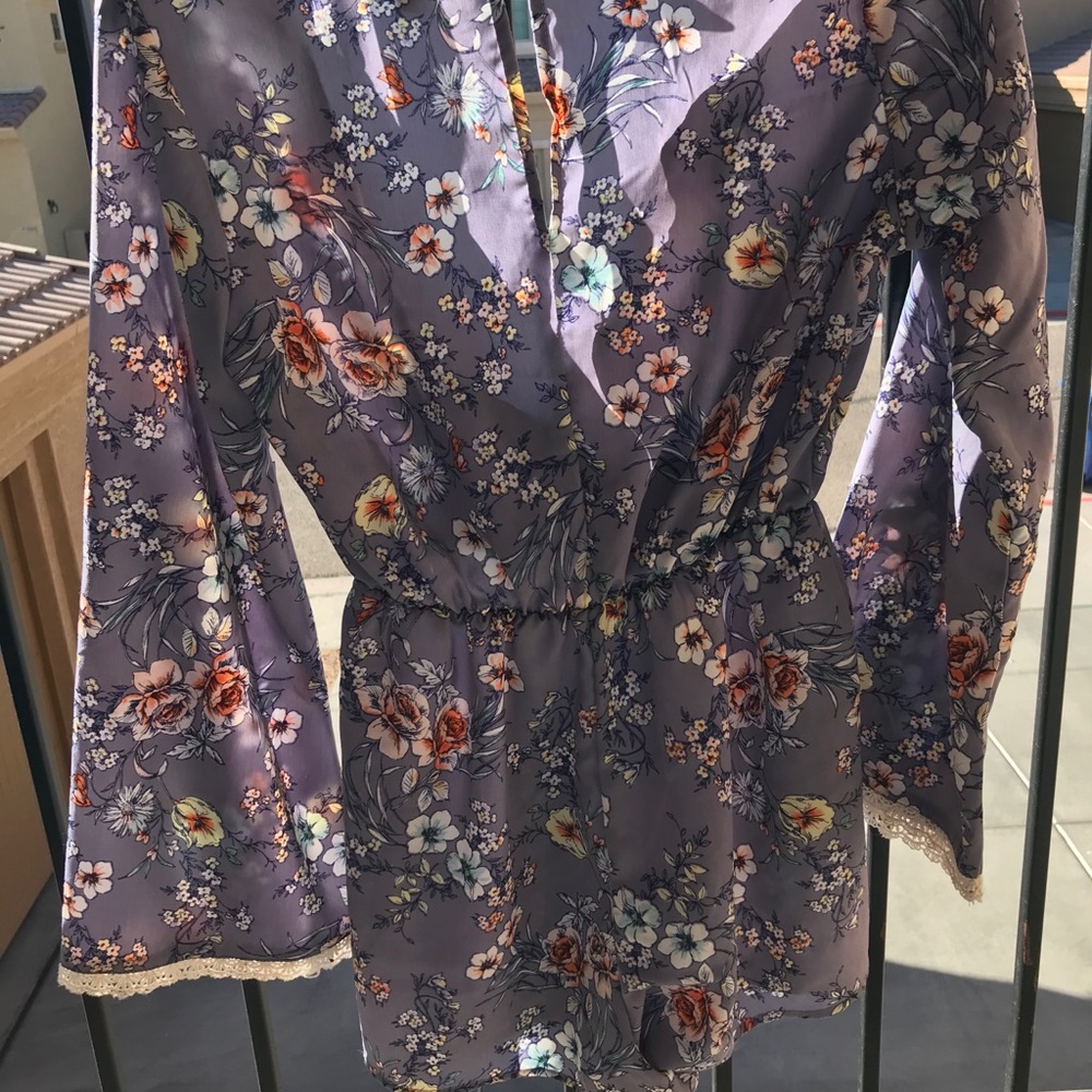 Floral long sleeve romper